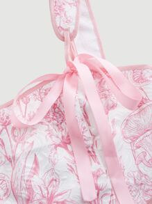 SHEIN MOD 滿身花卉撞色滾邊打結吊帶上衣