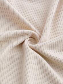 SHEIN MOD Áo thun nữ Bất đối xứng màu trơn Giải trí - Màu be - Xem 3