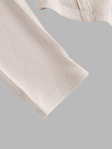 SHEIN MOD Áo thun nữ Bất đối xứng màu trơn Giải trí - Màu be - Xem 4