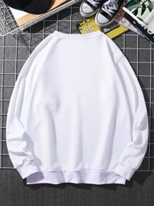 Manfinity LEGND Men Floral & Letter Graphic Sweatshirt - White - View 3