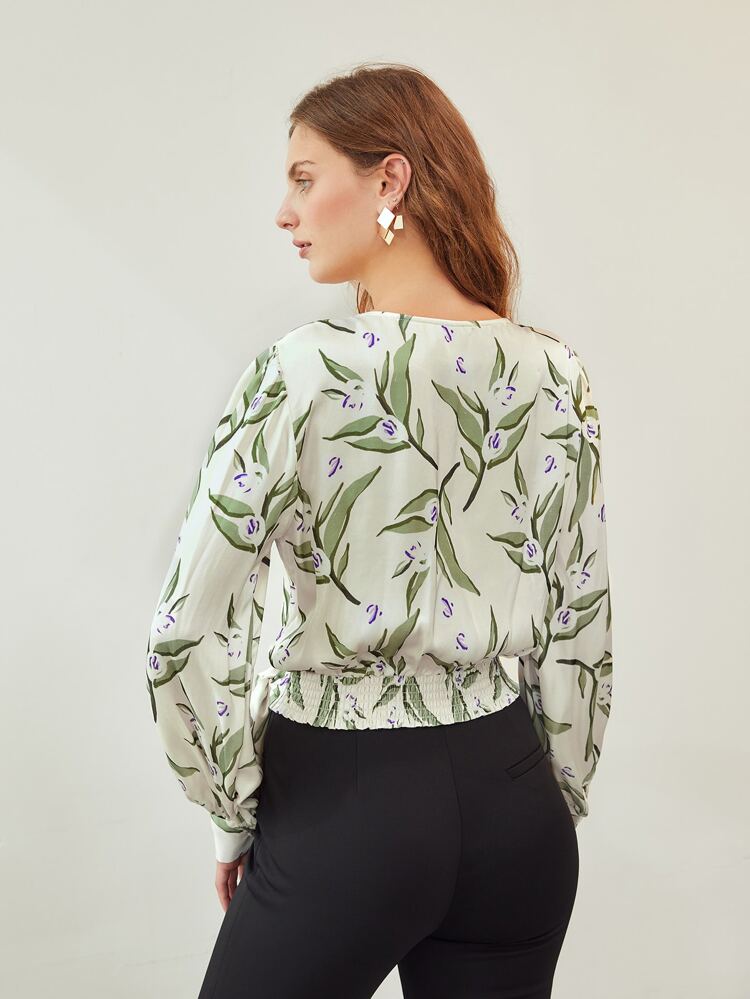 VISCOSE PRINTED WRAP BLOUSE