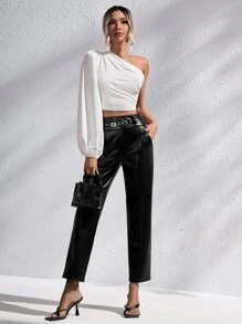 Firerie 單肩燈籠袖短款襯衫 - 白色 - 查看 4