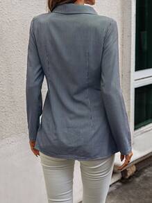 SHEIN LUNE Chemise à rayures froncé à bouton