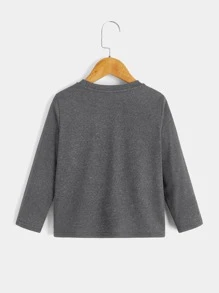 SHEIN Toddler Boys Colour Block Letter Graphic Tee - Dark Grey - View 2