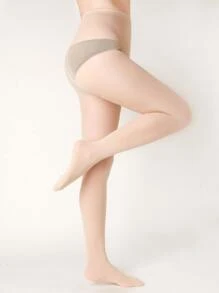 1 par de pantimedias de tono de piel de Color sólido para mujer, medias básicas simples y elegantes