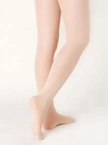 1 par de pantimedias de tono de piel de Color sólido para mujer, medias básicas simples y elegantes