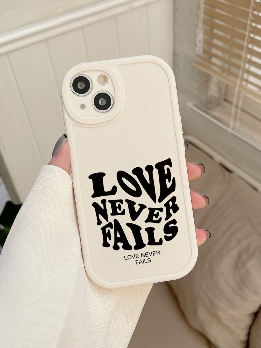 LOVE NEVER FALLS Creative English Quote Phone Case Compatible With Samsung And Apple - Beige - View 1