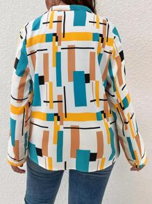 SHEIN LUNE Blusa con estampado geométrico popover - Multicolor - Ver 2