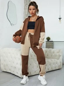 SHEIN EZwear 1入組雙色腰部抽繩衛褲 - 彩色 - 查看 1