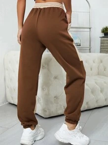 SHEIN EZwear 1入組雙色腰部抽繩衛褲 - 彩色 - 查看 2