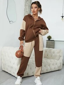 SHEIN EZwear 1入組雙色腰部抽繩衛褲 - 彩色 - 查看 3