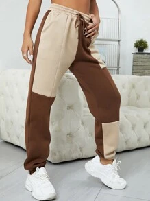 SHEIN EZwear 1入組雙色腰部抽繩衛褲 - 彩色 - 查看 4