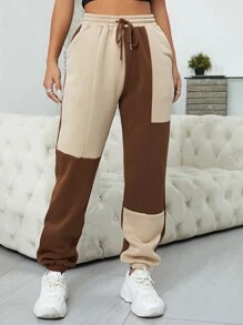 SHEIN EZwear 1入組雙色腰部抽繩衛褲 - 彩色 - 查看 5