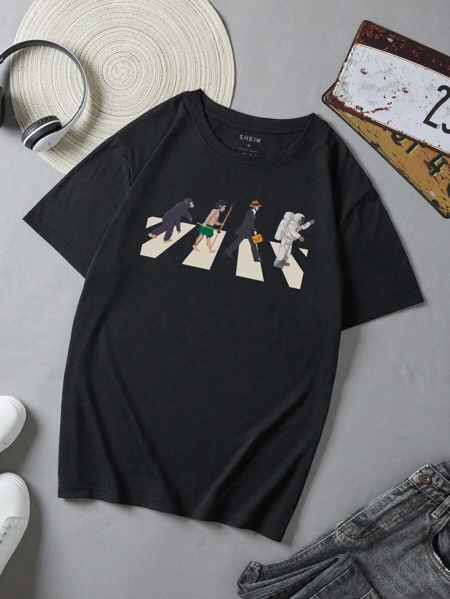 Men Figure Graphic Tee - Black - View 1