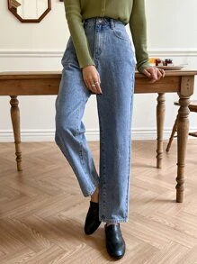 DAZY 媽媽款牛仔褲 - 淺色水洗藍 - 查看 3