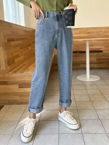 DAZY 媽媽款牛仔褲 - 淺色水洗藍 - 查看 4