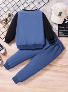 Toddler Boys Colour Block Pullover & Letter Graphic Joggers - Multicolor - View 2