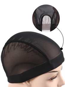 1pc Plain Breathable Wig Cap - Black - View 2