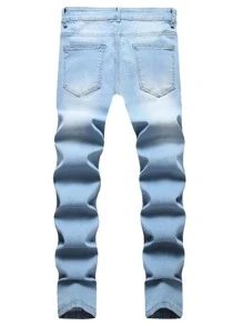 Manfinity Men Ripped Washed Skinny Jeans - Light Wash - View 2