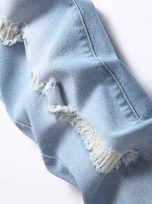 Manfinity Men Ripped Washed Skinny Jeans - Light Wash - View 6