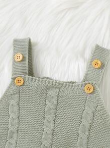 Baby Girl 1pc Cable Knit Romper - Mint Green - View 4
