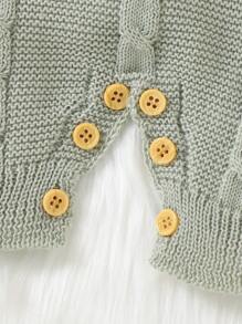 Baby Girl 1pc Cable Knit Romper - Mint Green - View 5