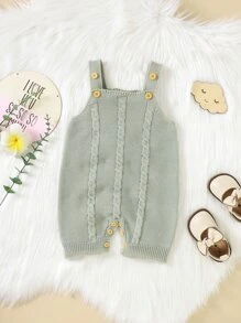 Baby Girl 1pc Cable Knit Romper - Mint Green - View 6
