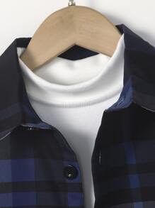 SHEIN Toddler Boys Plaid Print Shirt Without Tee