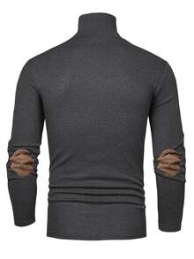 Manfinity Men Solid High Neck Tee - Dark Grey - View 2