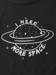 Girls Planet & Slogan Graphic PJ Set - Multicolor - View 6