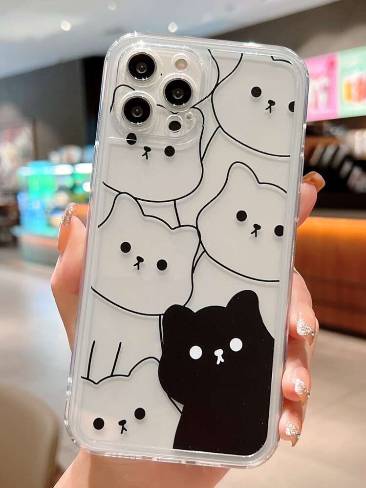 Cat Pattern Transparent Phone Case Compatible With IPhone - Clear - View 1