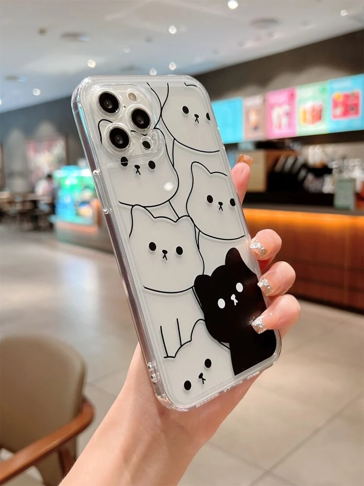 Cat Pattern Transparent Phone Case Compatible With IPhone - Clear - View 2