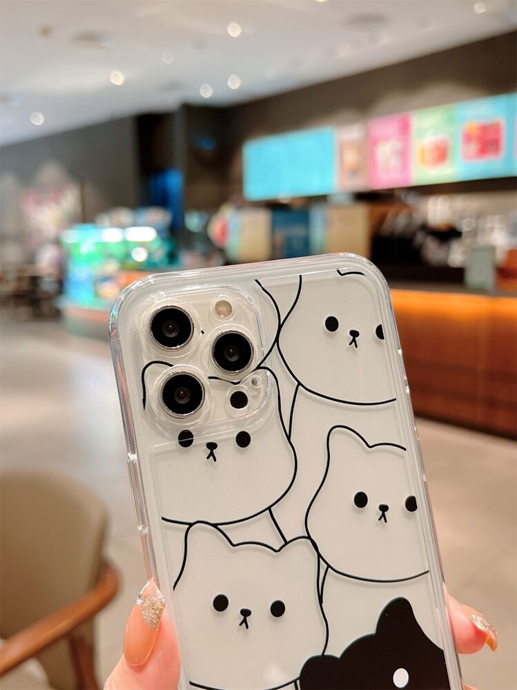 Cat Pattern Transparent Phone Case Compatible With IPhone - Clear - View 4