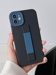 Plain Phone Case With Wrist Strap - Black - View 1