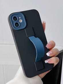 Plain Phone Case With Wrist Strap - Black - View 3