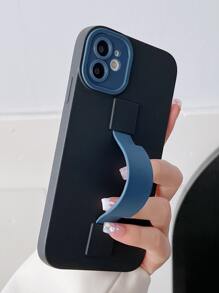 Plain Phone Case With Wrist Strap - Black - View 4