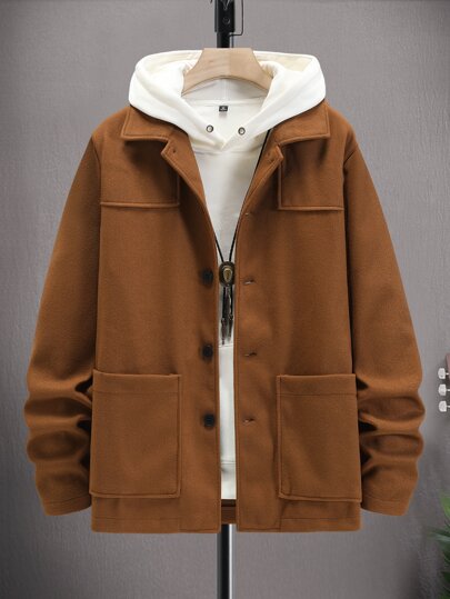 معطف رجالي فضفاض صالح - جيب مصلح بقطعة واحدة