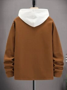 Manfinity 1pc Loose Fit Men's Pocket Patched Overcoat - Brown - View 2