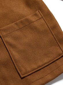 Manfinity 1pc Loose Fit Men's Pocket Patched Overcoat - Brown - View 4