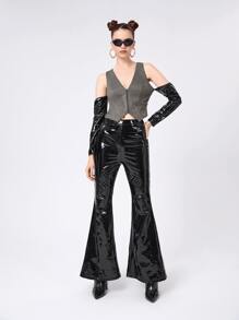 CLOSET EXCLUSIVES 拉鏈開襟不對稱下擺上衣 - 深灰色 - 查看 7