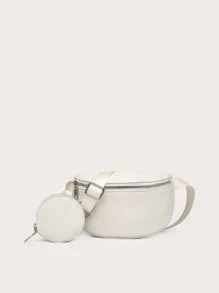 極簡腰包帶零錢包 - 米色 - 查看 5