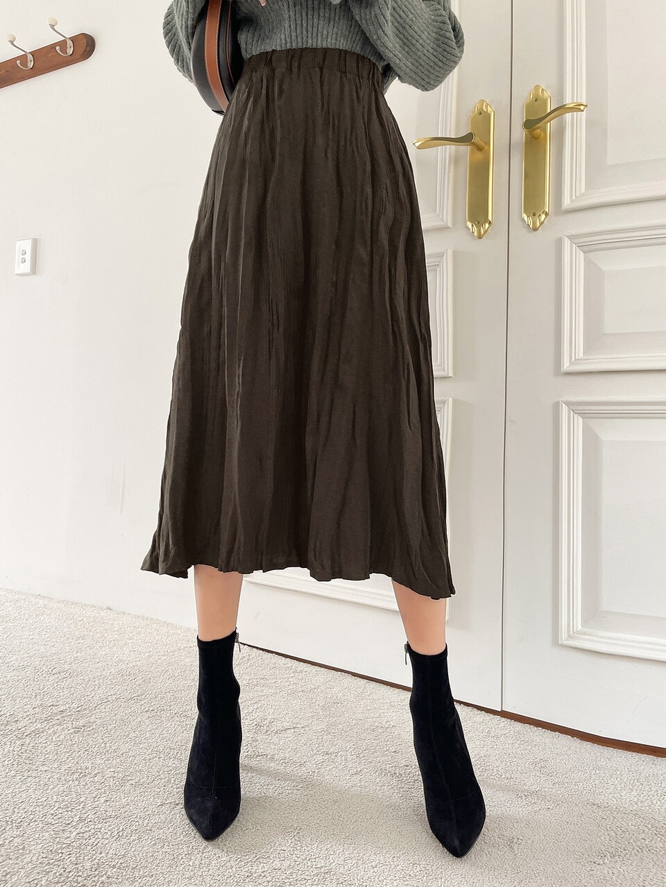 High Waist Solid A-line Skirt