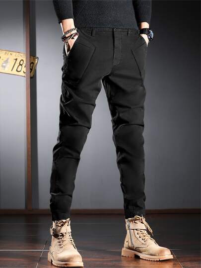 Men Slant Pocket Tapered Pants