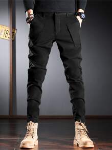 Manfinity Homme Quần Nam Túi màu trơn Giải trí - màu đen - Xem 3