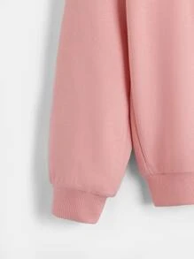 SHEIN Girls Letter & Figure Graphic Drop Shoulder Sweatshirt - Coral Pink - View 4