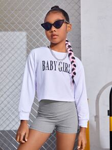 SHEIN Girls Rib-Knit Cycling Shorts - Light Grey - View 3