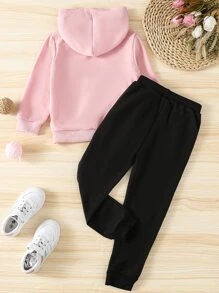 Toddler Girls Letter Graphic Hoodie & Joggers - Multicolor - View 2