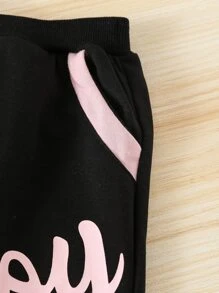 Toddler Girls Letter Graphic Hoodie & Joggers - Multicolor - View 7