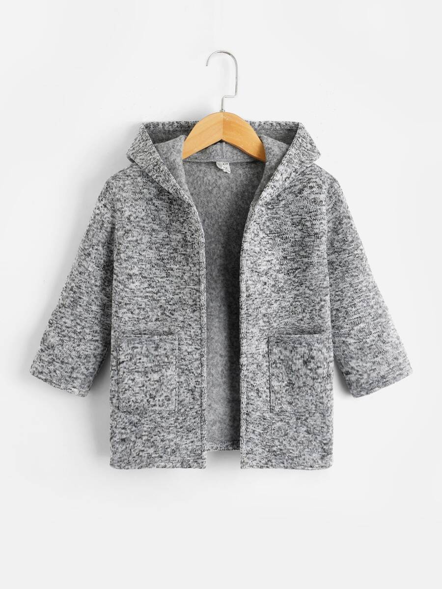 SHEIN 小男童雙口袋連帽加絨內裏外套 - 淺灰色 - 查看 1