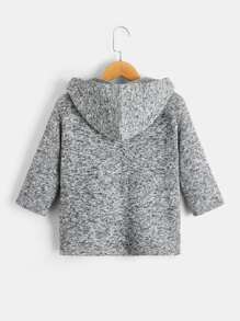 SHEIN 小男童雙口袋連帽加絨內裏外套 - 淺灰色 - 查看 2